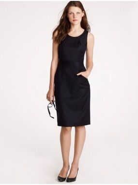 J. Crew Super 120s Classic Black Sleeveless Sheath Dress